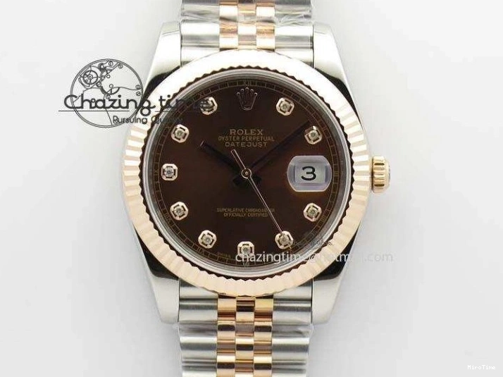 MiroTime 0313 Vibrant DateJust 41mm 126303 Noob 1:1 Best Edition RG Wrapped Brown Diam Dial Fluted Bezel On Jubilee Bracelet A 3781